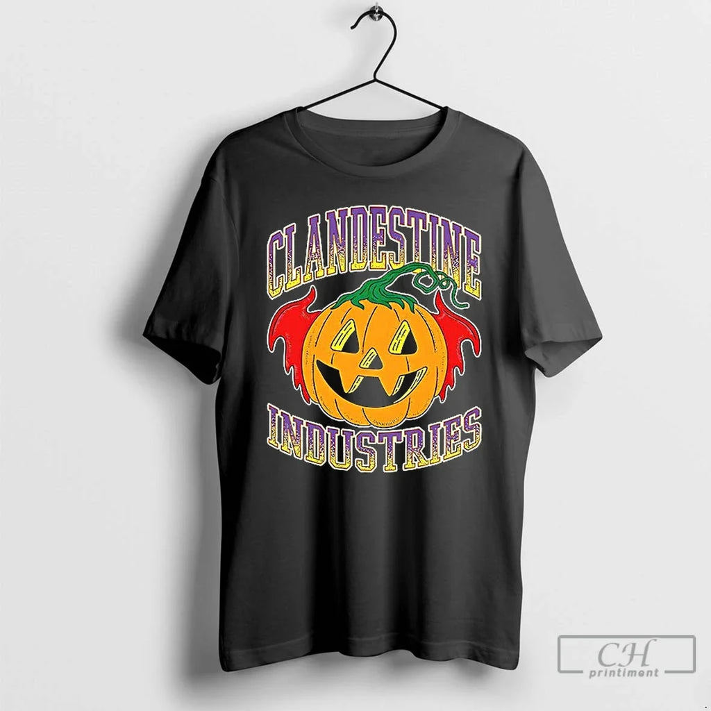 Premium Bat Pumpkin Clandestine Industries Halloween - Adult & Kids T-Shirts, Sweatshirts & Hoodies apparel design preview 1