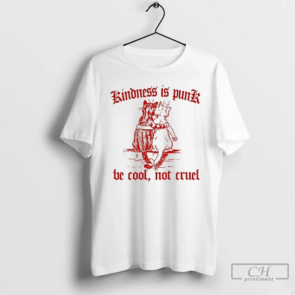 Premium Be Cool Not Cruel Cat Kindness Is Punk - Adult & Kids T-Shirts, Sweatshirts & Hoodies apparel design preview 1