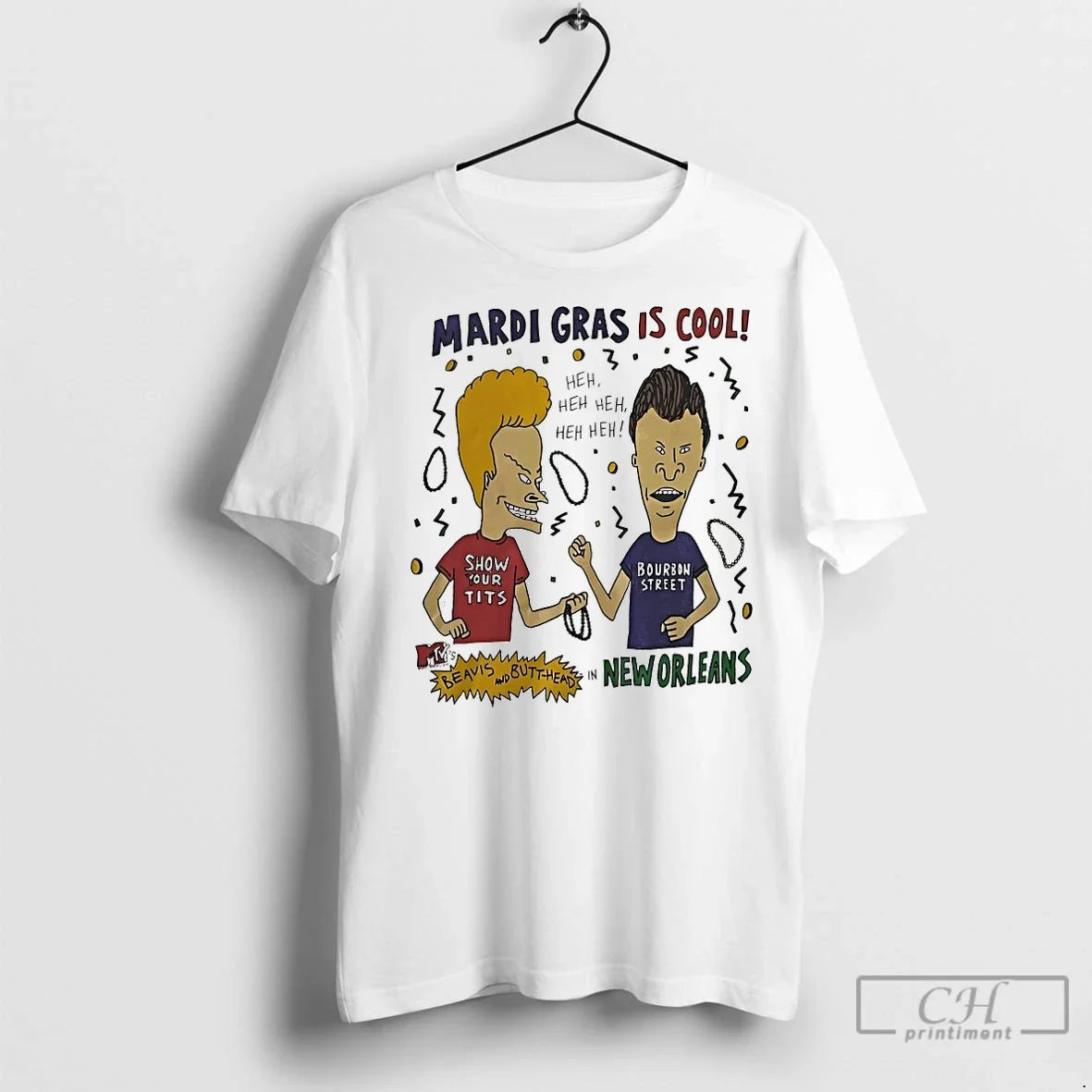 Premium Beavis And Butthead Mardi Gras New Orleans - Adult & Kids T-Shirts, Sweatshirts & Hoodies apparel design preview 1
