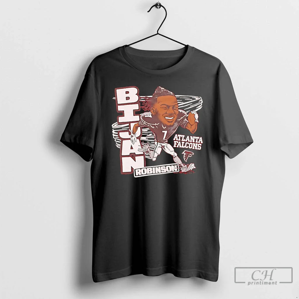 Premium Bijan Robinson Superstar Running Caricature - Adult & Kids T-Shirts, Sweatshirts & Hoodies apparel design preview 1