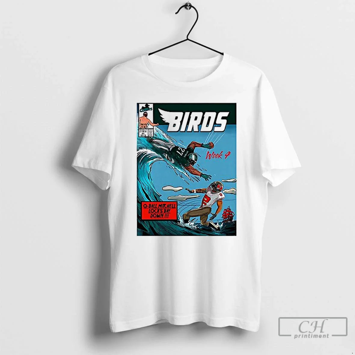 Premium Birds Comic Surfs Up Victory - Adult & Kids T-Shirts, Sweatshirts & Hoodies apparel design preview 1
