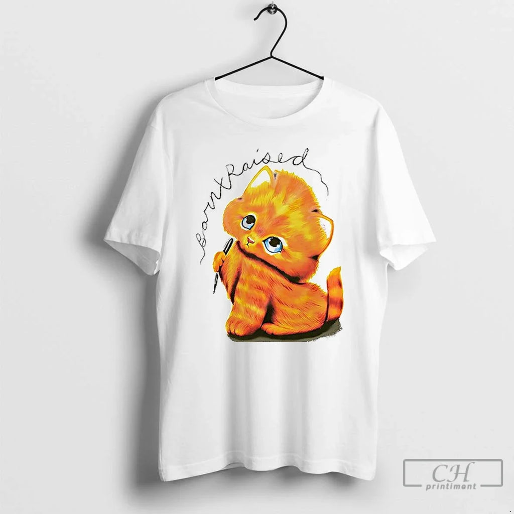 Premium Born X Raised Kitty Vintage 1 Sided - Adult & Kids T-Shirts, Sweatshirts & Hoodies apparel design preview 1