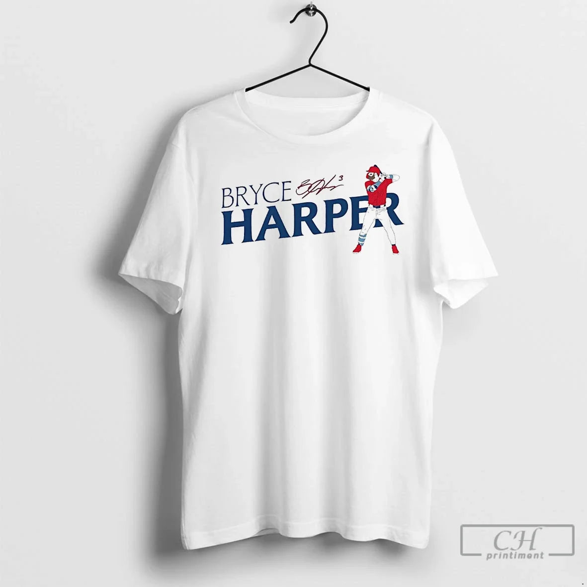 Premium Bryce Harper Batting Signature Phillies - Adult & Kids T-Shirts, Sweatshirts & Hoodies apparel design preview 1