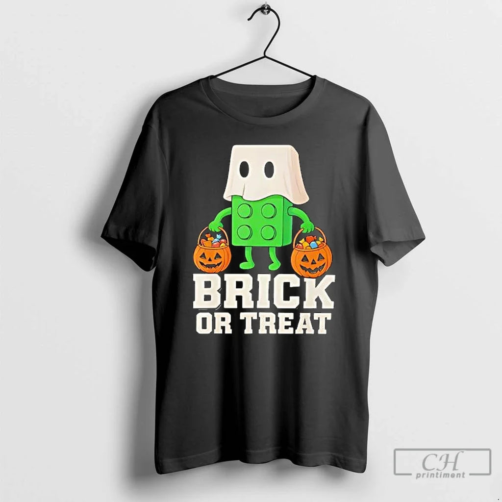 Premium Building Bricks Halloween Brick Or Treat - Adult & Kids T-Shirts, Sweatshirts & Hoodies apparel design preview 1