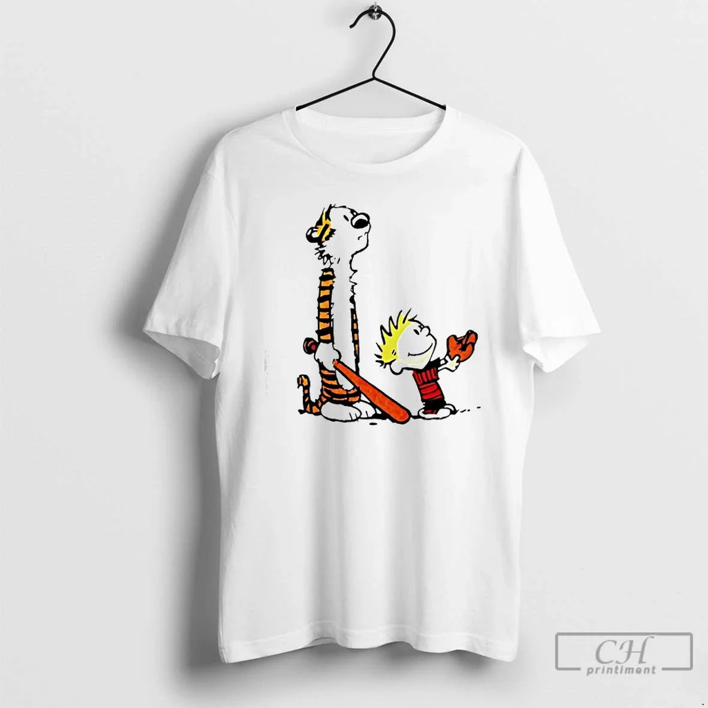 Premium Calvin And Hobbes Holding A Baseball Glove - Adult & Kids T-Shirts, Sweatshirts & Hoodies apparel design preview 1