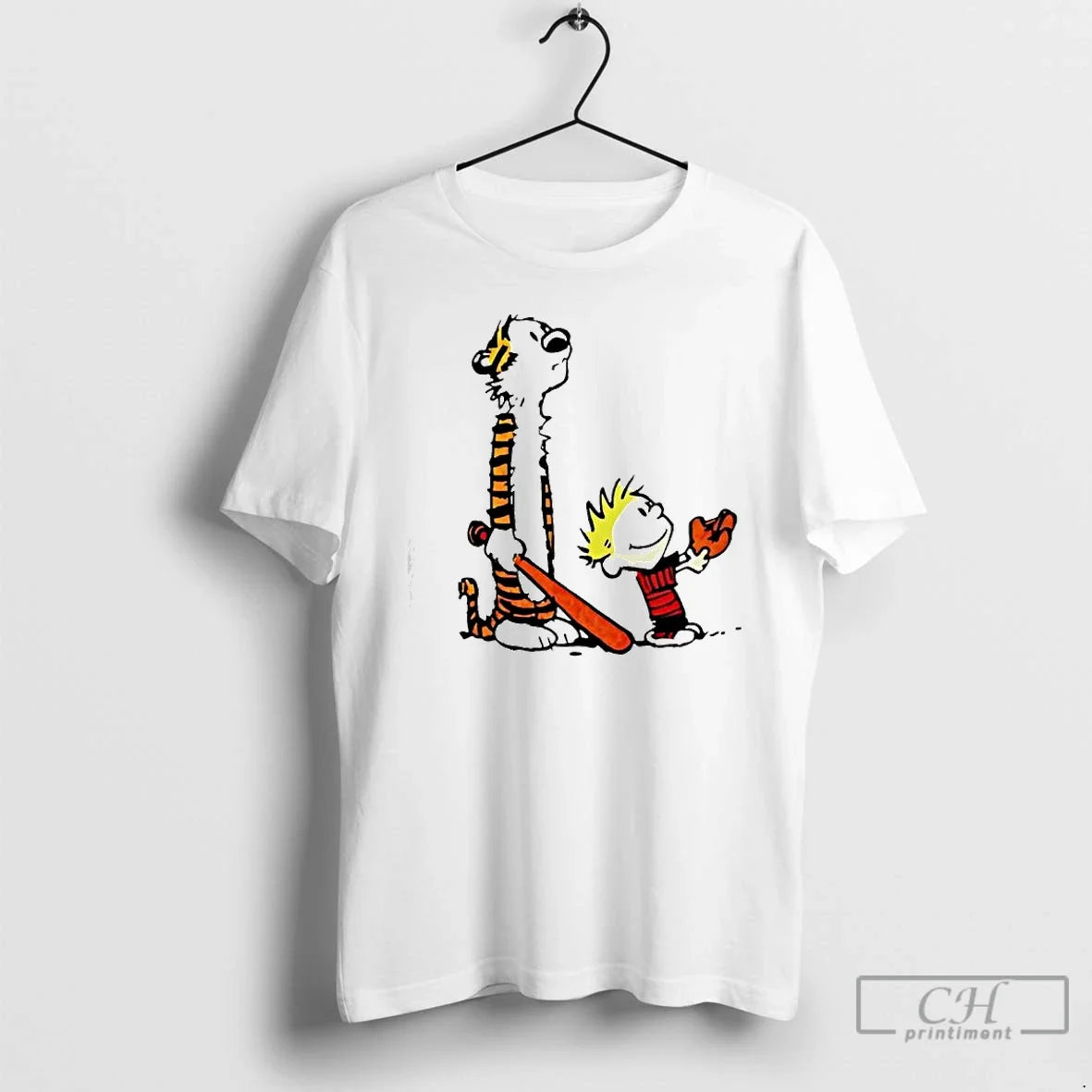 Premium Calvin And Hobbes Holding A Baseball Glove - Adult & Kids T-Shirts, Sweatshirts & Hoodies apparel design preview 1