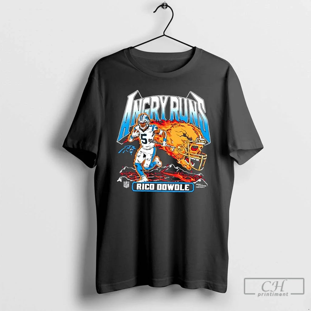 Premium Carolina Panthers Rico Dowdle Angry Runs - Adult & Kids T-Shirts, Sweatshirts & Hoodies apparel design preview 1
