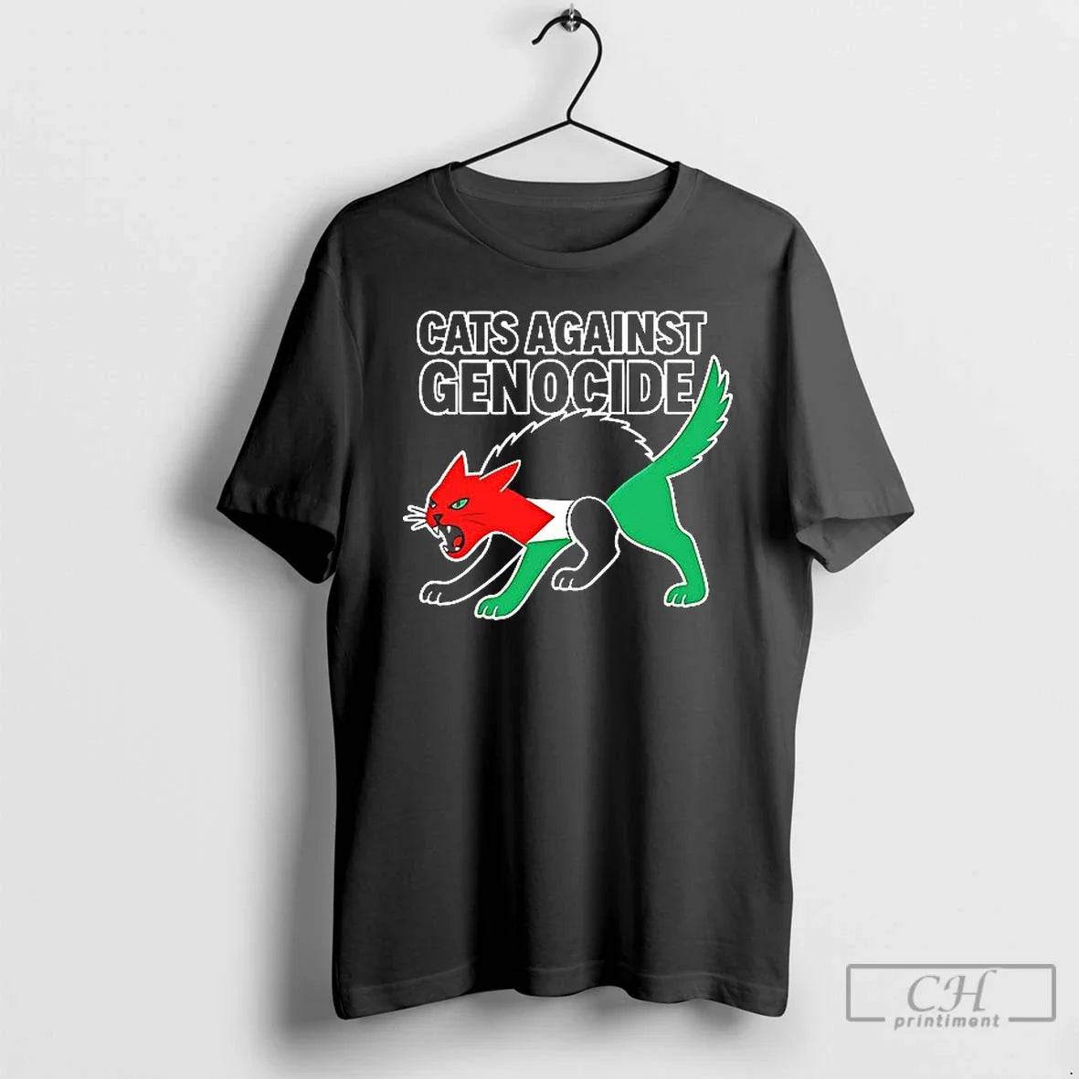 Premium Cat Against Genocide Palestine Flag Ceramic - Adult & Kids T-Shirts, Sweatshirts & Hoodies apparel design preview 1
