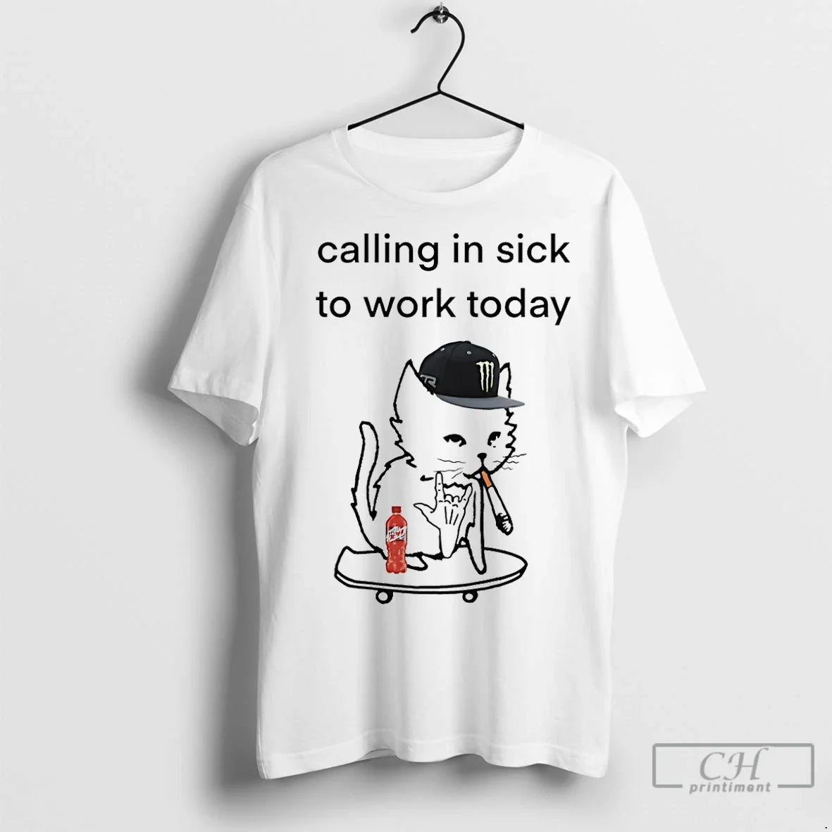 Premium Cat Calling In Sick To Work Today - Adult & Kids T-Shirts, Sweatshirts & Hoodies apparel design preview 1