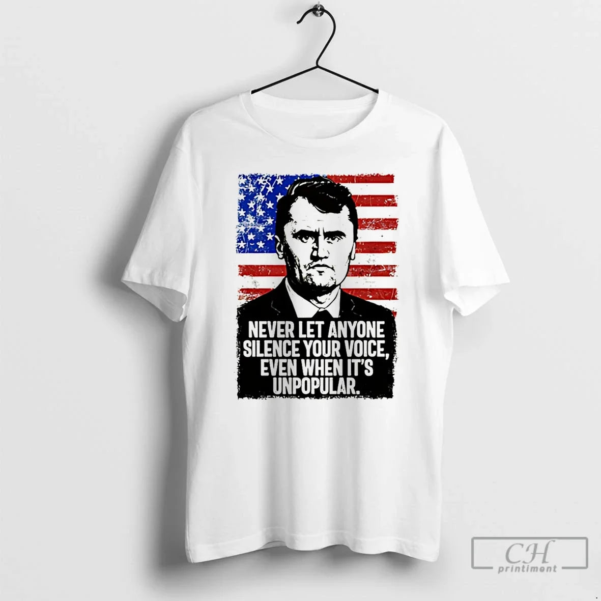 Premium Charlie Kirk Never Let Anyone Silence Your - Adult & Kids T-Shirts, Sweatshirts & Hoodies apparel design preview 1