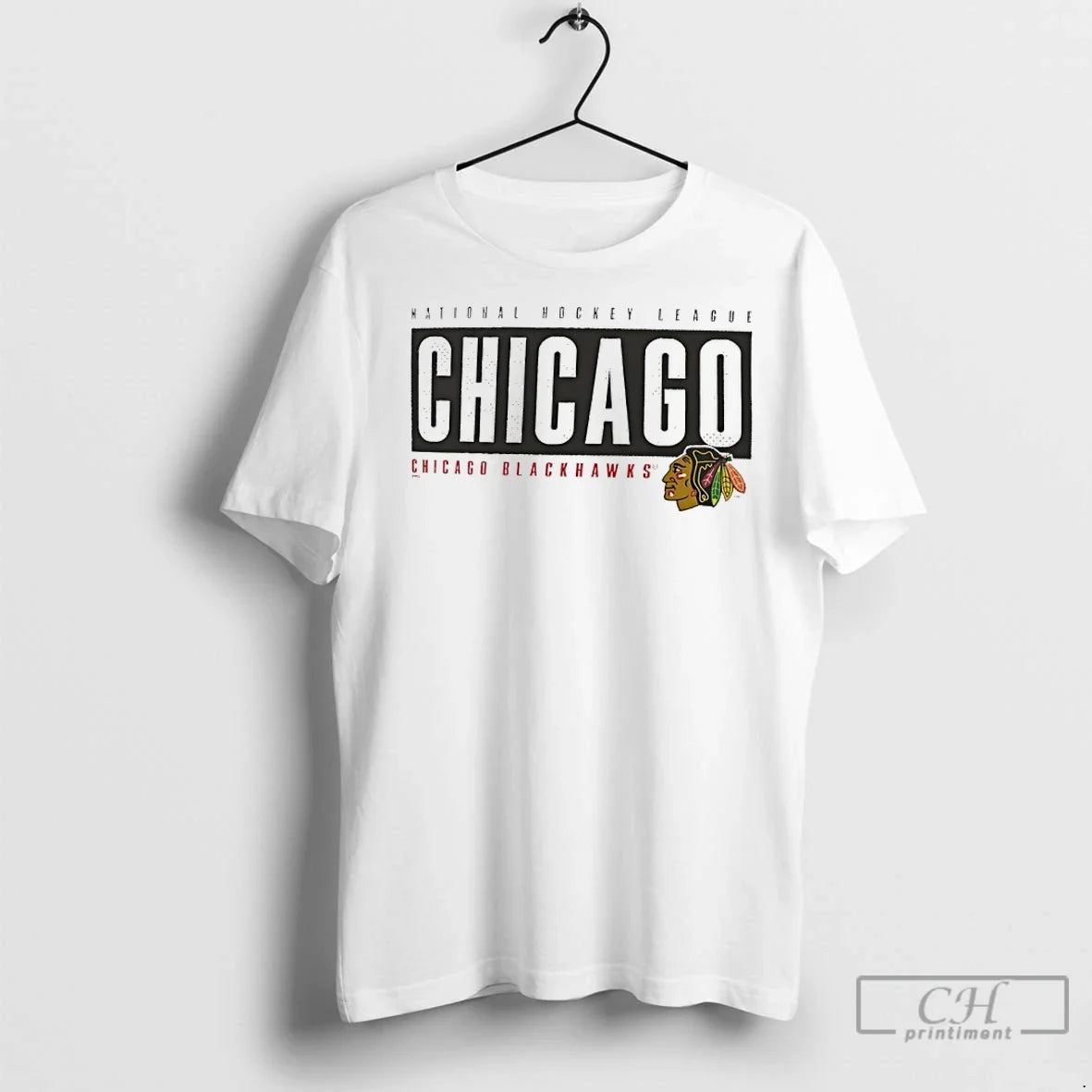 Premium Chicago Blackhawks Blocked Out Nhl 2025 - Adult & Kids T-Shirts, Sweatshirts & Hoodies apparel design preview 1