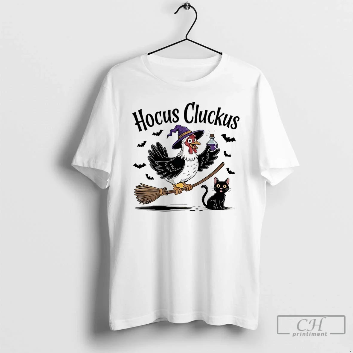 Premium Chicken Hocus Cluckus Cat Halloween - Adult & Kids T-Shirts, Sweatshirts & Hoodies apparel design preview 1