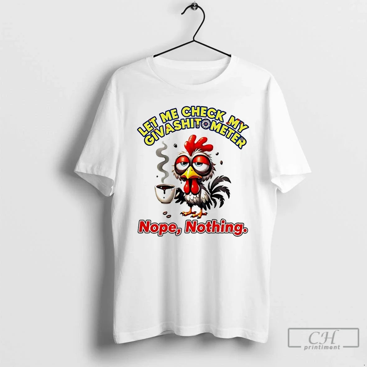 Premium Chicken Let Me Check My Giveashitometer Nope - Adult & Kids T-Shirts, Sweatshirts & Hoodies apparel design preview 1