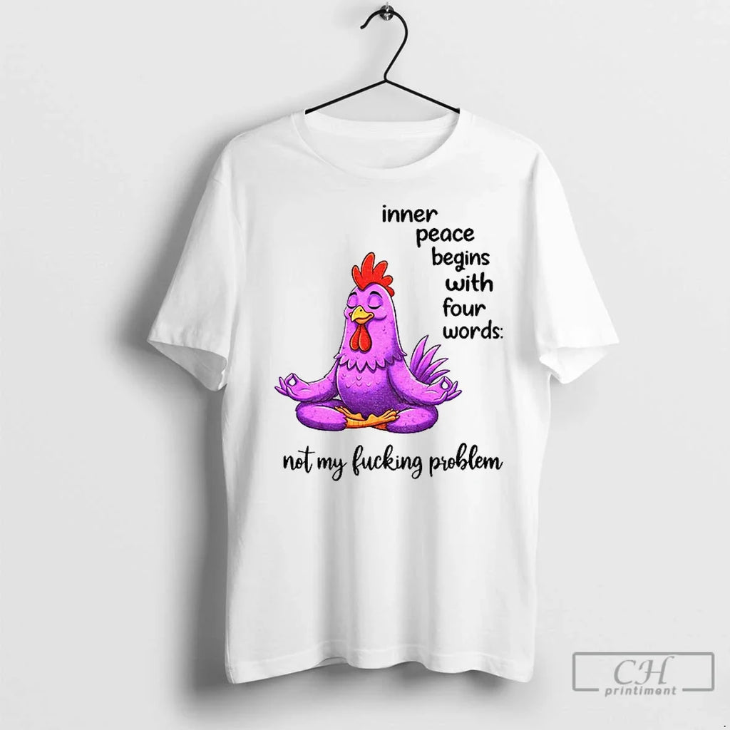 Premium Chicken Yoga Inner Peace Begins With Four - Adult & Kids T-Shirts, Sweatshirts & Hoodies apparel design preview 1
