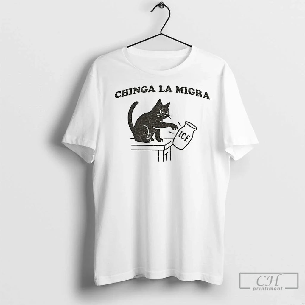 Premium Chinga La Migra Abolish Ice Funny Cat - Adult & Kids T-Shirts, Sweatshirts & Hoodies apparel design preview 1