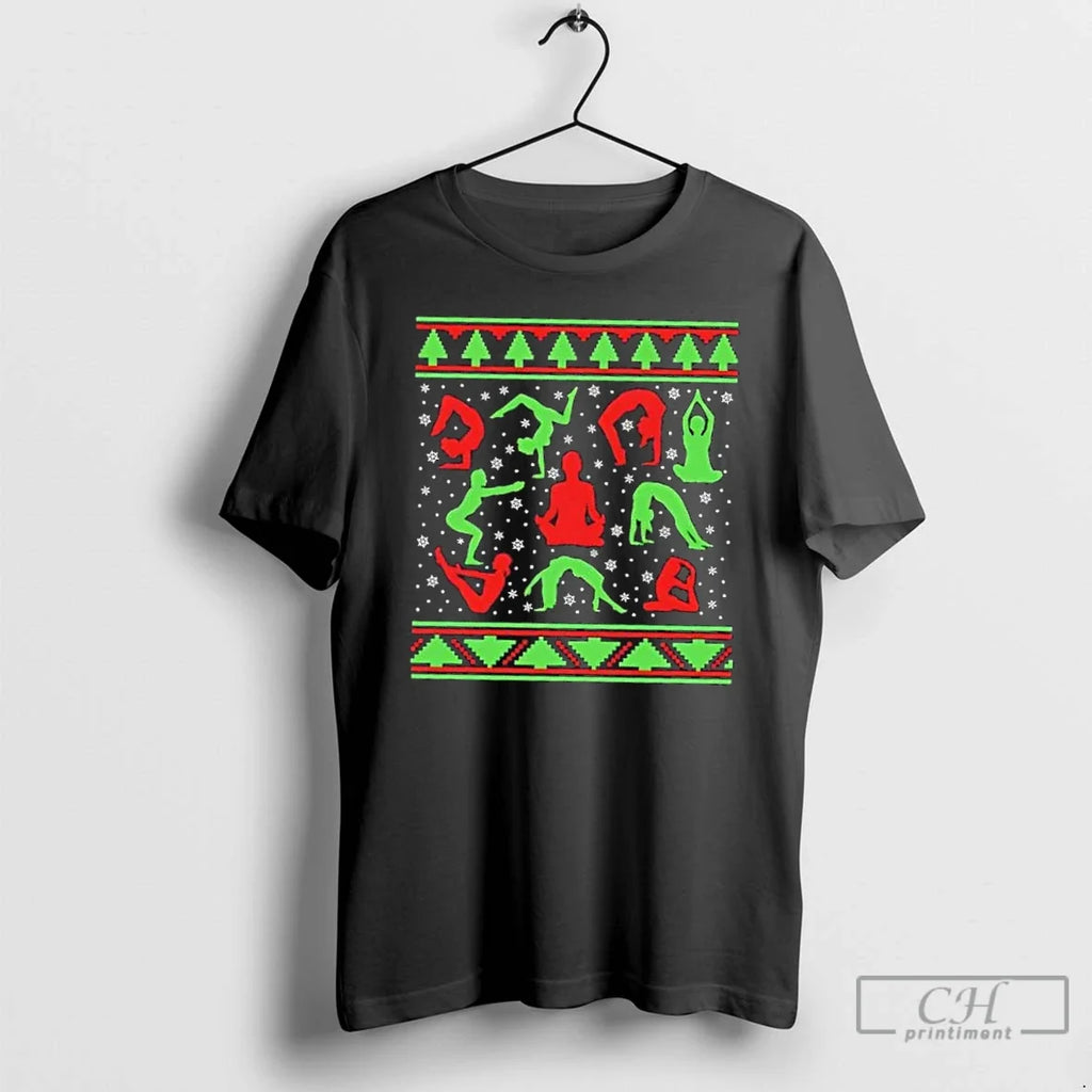 Premium Christmas Yoga Pattern - Adult & Kids T-Shirts, Sweatshirts & Hoodies apparel design preview 1