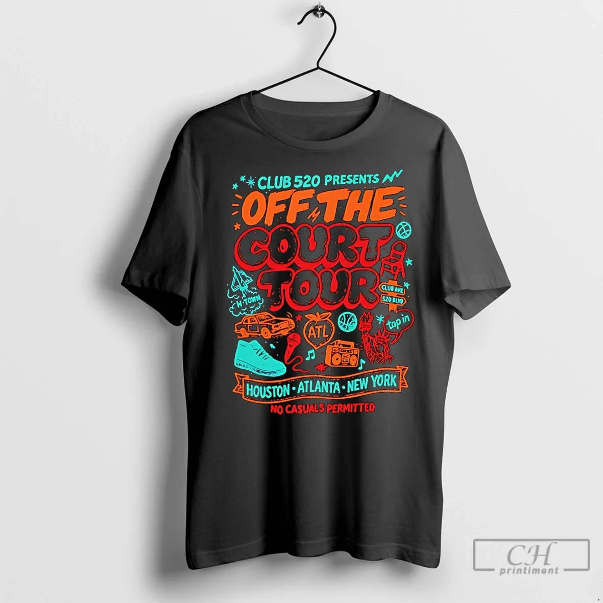 Premium Club 520 Presents Off The Court Tour Art - Adult & Kids T-Shirts, Sweatshirts & Hoodies apparel design preview 1
