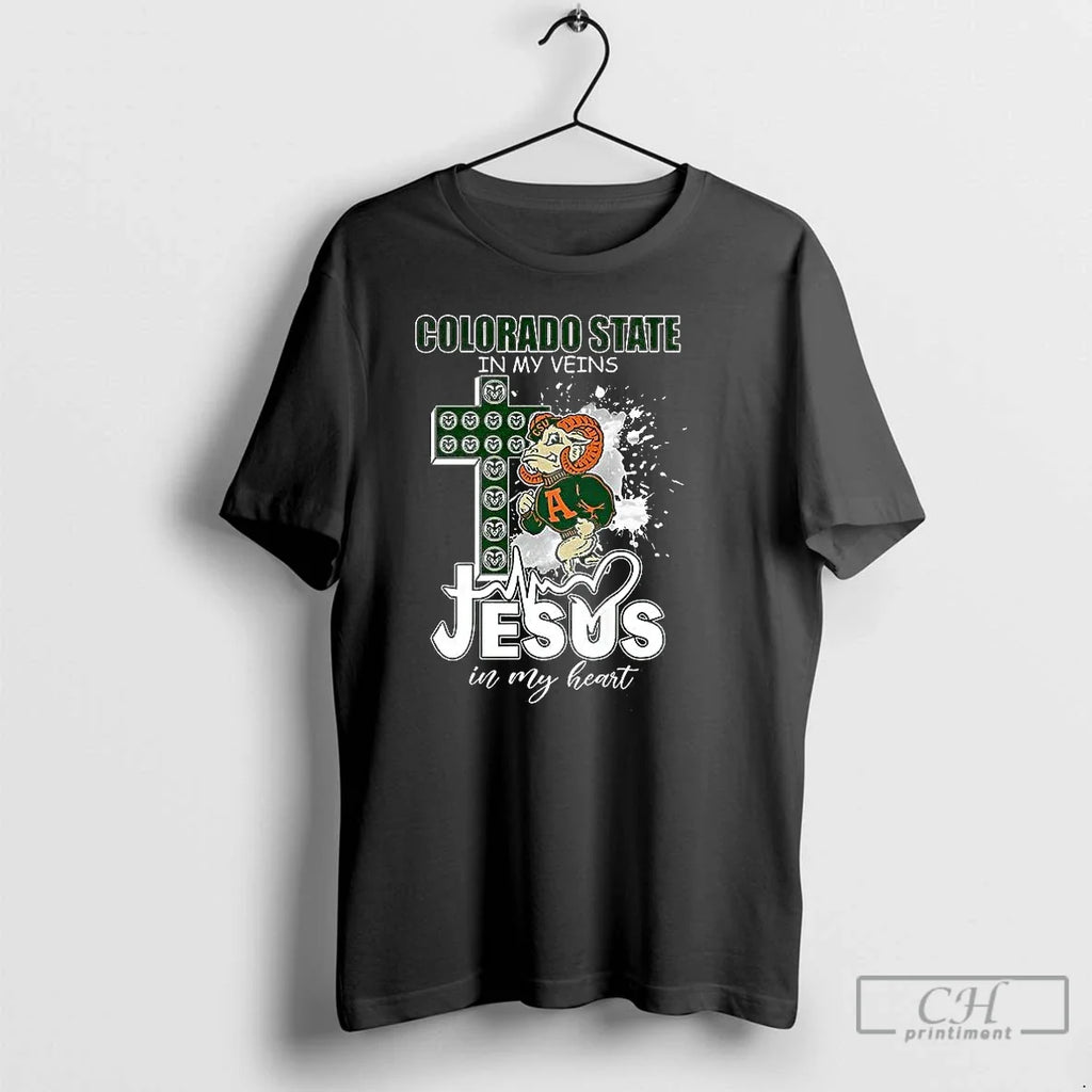 Premium Colorado State Rams Football In My Veins - Adult & Kids T-Shirts, Sweatshirts & Hoodies apparel design preview 1