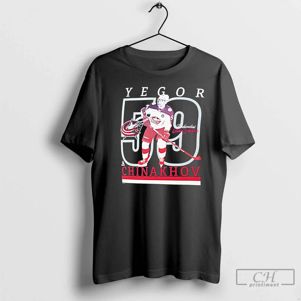 Premium Columbus Blue Jackets Yegor Chinakhov Player - Adult & Kids T-Shirts, Sweatshirts & Hoodies apparel design preview 1