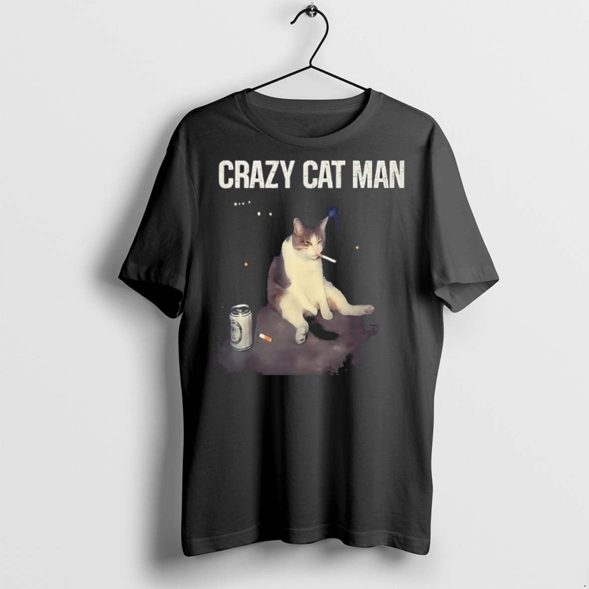 Premium Crazy Cat Man Photo - Adult & Kids T-Shirts, Sweatshirts & Hoodies apparel design preview 1