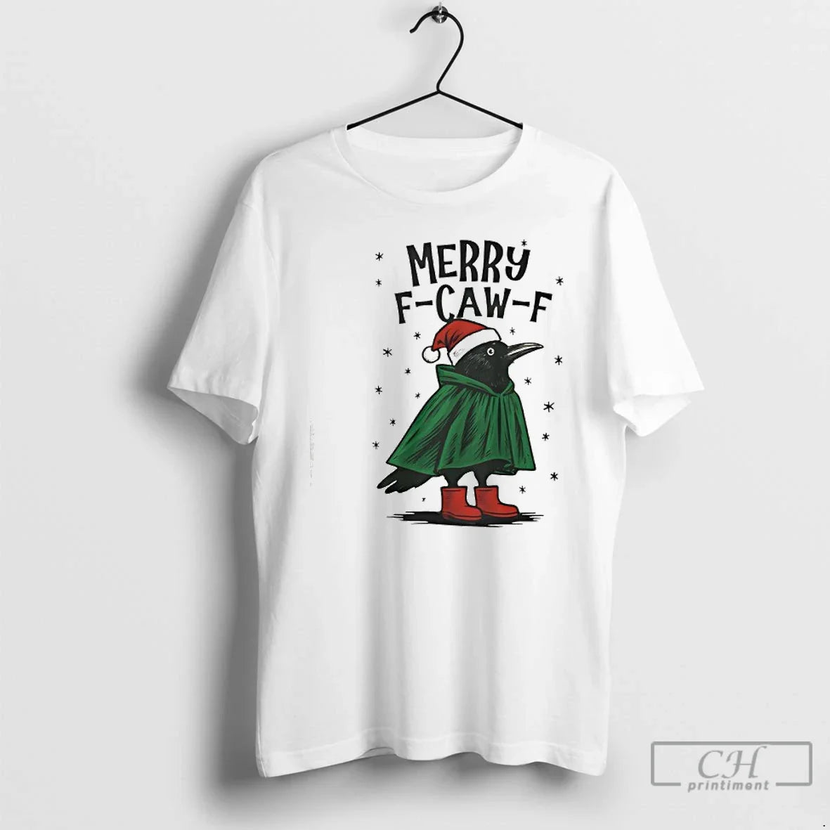 Premium Crow Christmas Merry F Caw - Adult & Kids T-Shirts, Sweatshirts & Hoodies apparel design preview 1