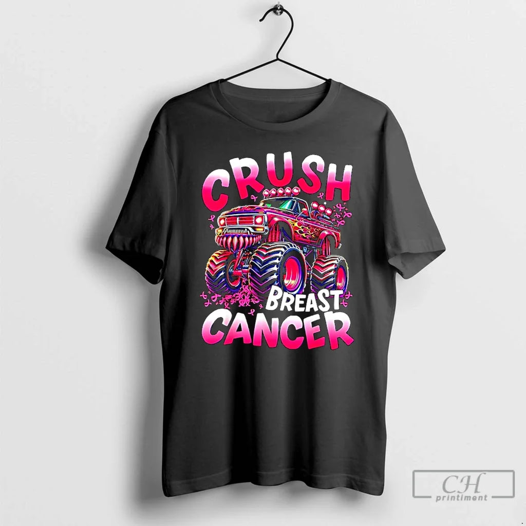 Premium Crush Breast Cancer Awareness Monster Truck - Adult & Kids T-Shirts, Sweatshirts & Hoodies apparel design preview 1