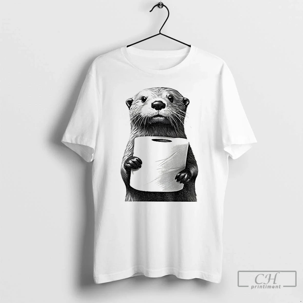 Premium Cute Otter Holding Toilet Paper Funny Meme - Adult & Kids T-Shirts, Sweatshirts & Hoodies apparel design preview 1