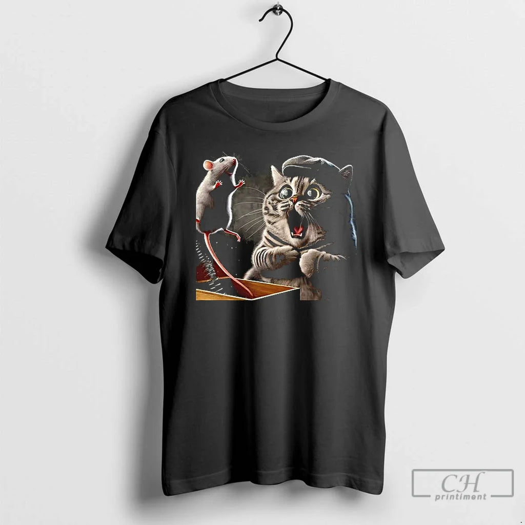 Premium Cute Surprised Cat And Mouse Cartoon Reaction - Adult & Kids T-Shirts, Sweatshirts & Hoodies apparel design preview 1