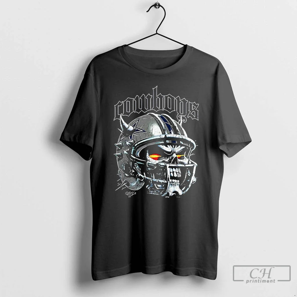 Premium Dallas Cowboys Football Skull Helmet - Adult & Kids T-Shirts, Sweatshirts & Hoodies apparel design preview 1