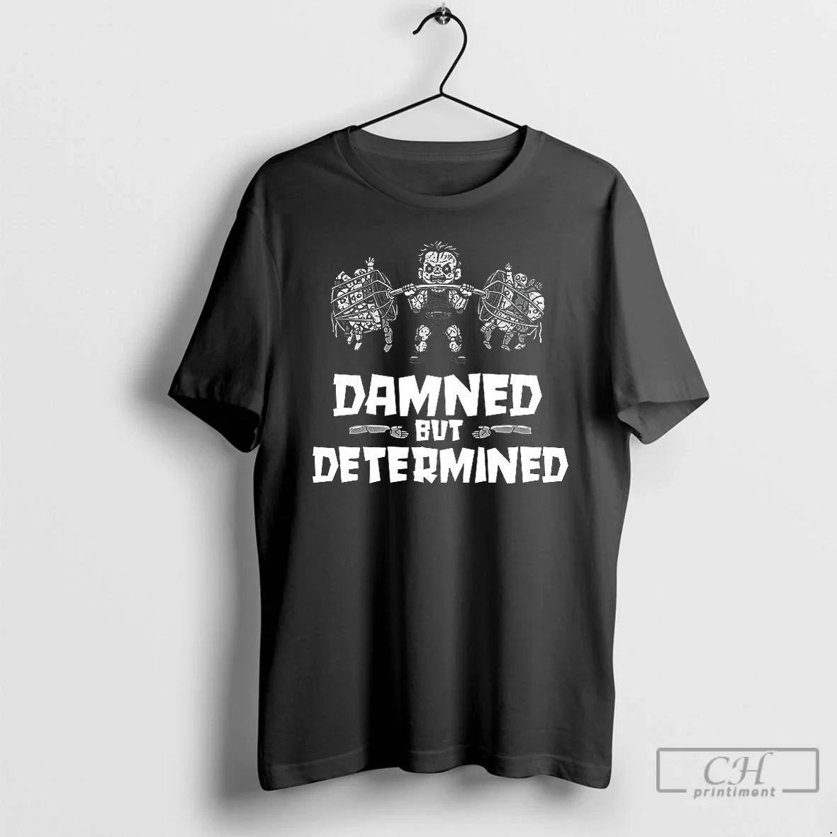 Premium Damned But Determined Zombie Halloween - Adult & Kids T-Shirts, Sweatshirts & Hoodies apparel design preview 1