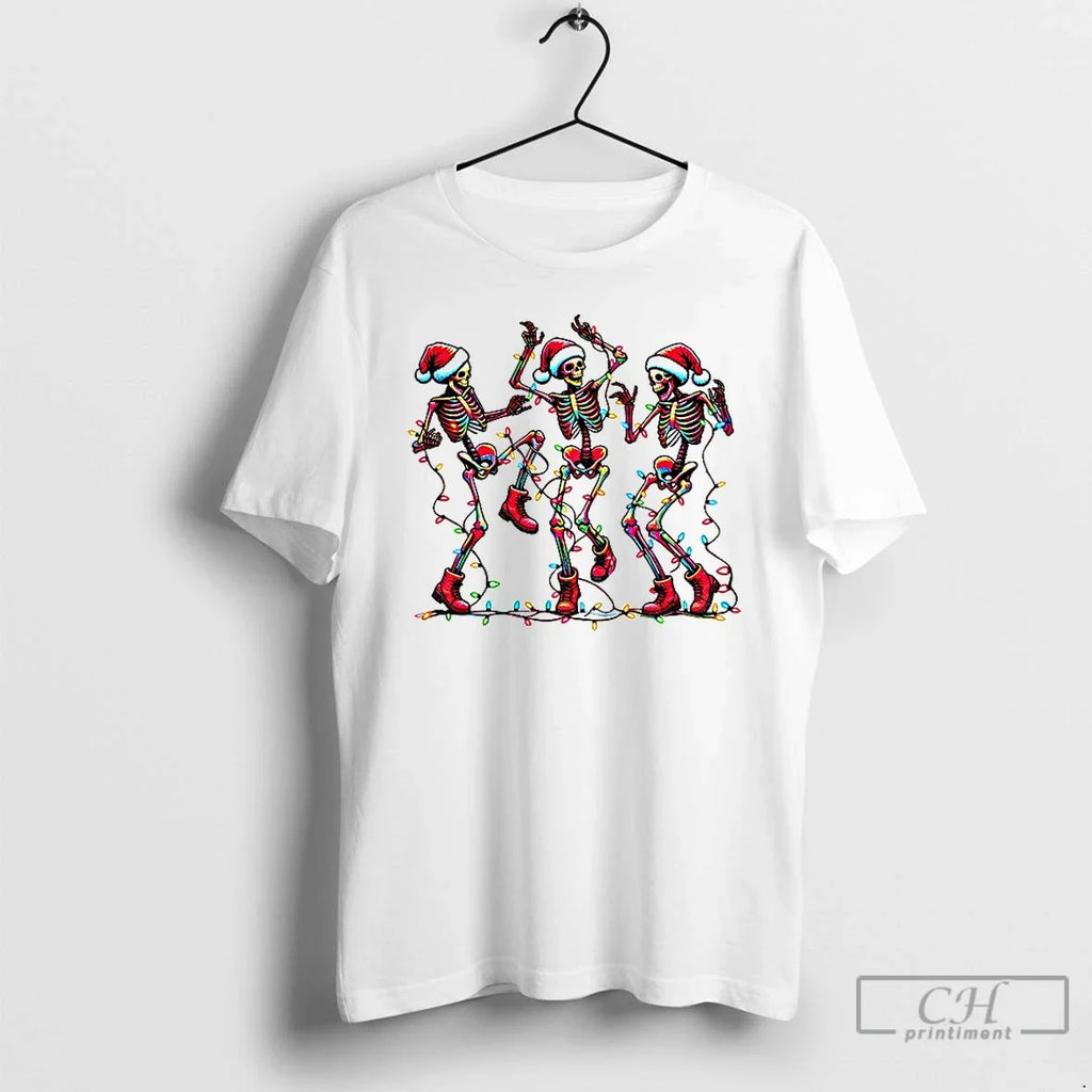 Premium Dancing Skeleton Santa Hat Merry Christmas - Adult & Kids T-Shirts, Sweatshirts & Hoodies apparel design preview 1