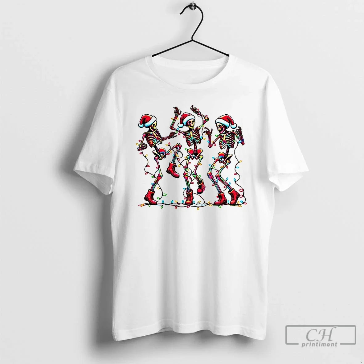 Premium Dancing Skeleton Santa Hat Merry Christmas - Adult & Kids T-Shirts, Sweatshirts & Hoodies apparel design preview 1