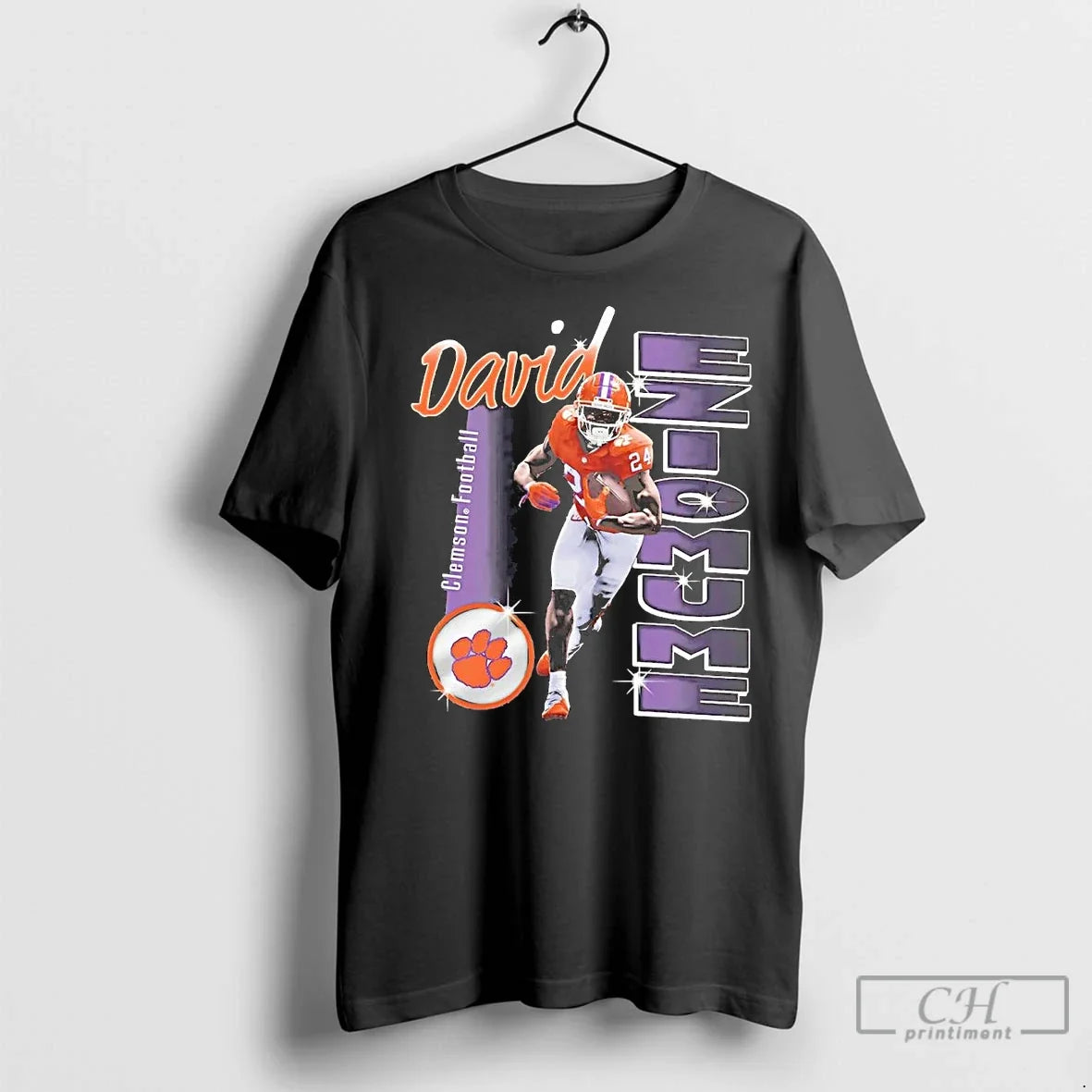 Premium David Eziomume Portrait Running Clemson - Adult & Kids T-Shirts, Sweatshirts & Hoodies apparel design preview 1