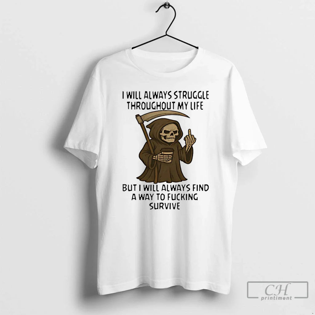 Premium Death Skeleton Middle Finger I Will Always - Adult & Kids T-Shirts, Sweatshirts & Hoodies apparel design preview 1