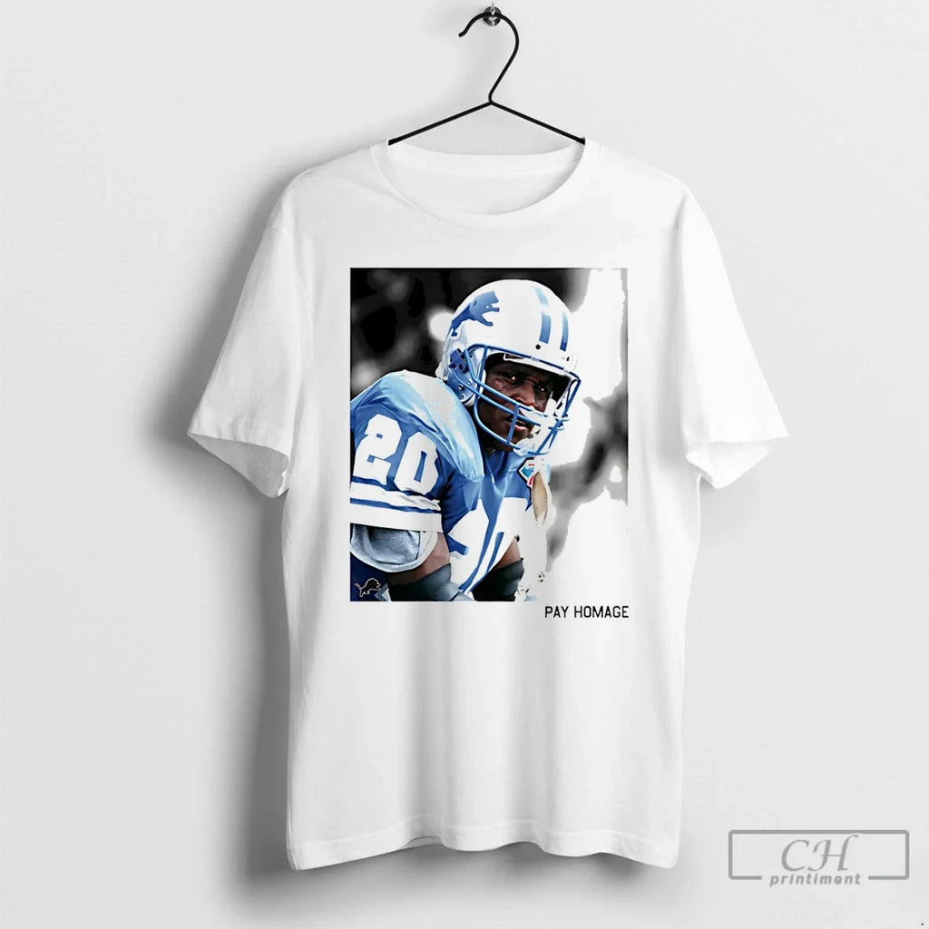 Premium Detroit Lions Barry Sanders Ash Pay Homage - Adult & Kids T-Shirts, Sweatshirts & Hoodies apparel design preview 1