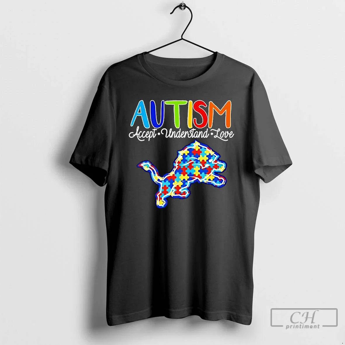 Premium Detroit Lions Autism Accept Understand Love - Adult & Kids T-Shirts, Sweatshirts & Hoodies apparel design preview 1
