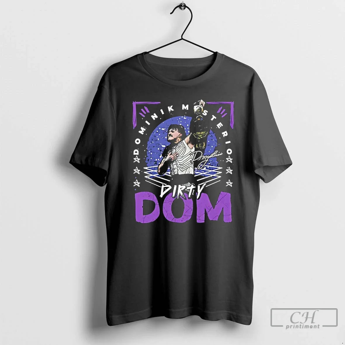 Premium Dominik Mysterio Dirty Dom Champion Signature - Adult & Kids T-Shirts, Sweatshirts & Hoodies apparel design preview 1