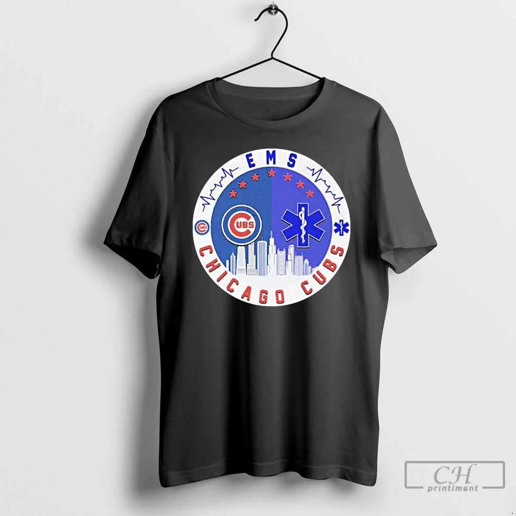 Premium Ems X Chicago Cubs Skyline - Adult & Kids T-Shirts, Sweatshirts & Hoodies apparel design preview 1