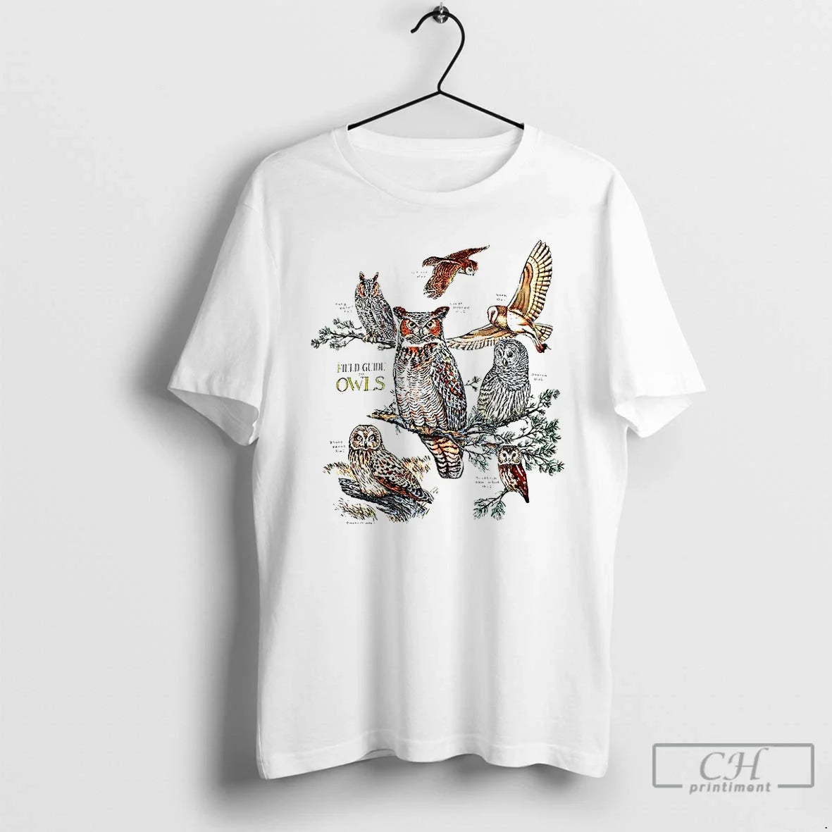 Premium Field Guide To Owls Illustration Nature - Adult & Kids T-Shirts, Sweatshirts & Hoodies apparel design preview 1