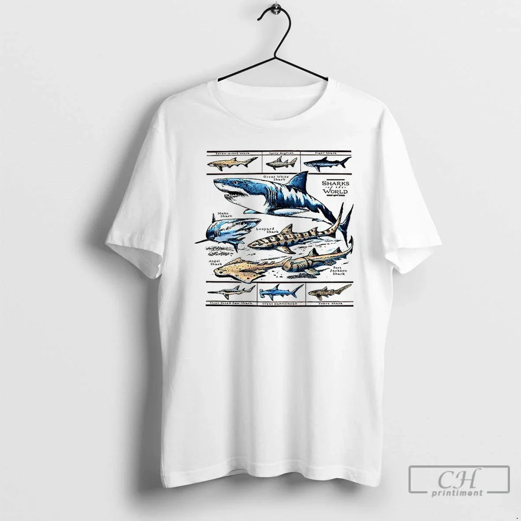 Premium Field Guide To Sharks Of The World - Adult & Kids T-Shirts, Sweatshirts & Hoodies apparel design preview 1