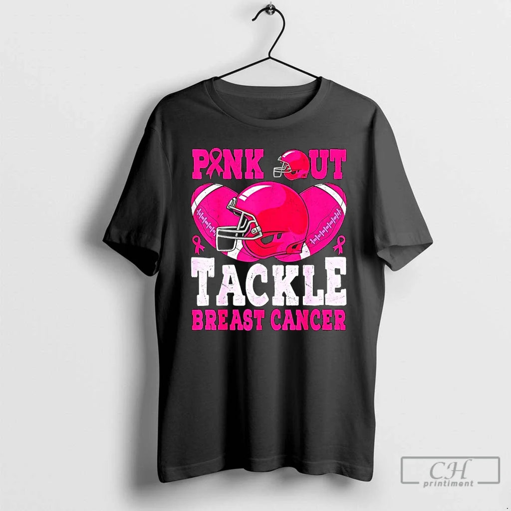 Premium Football Pink Out Tackle Breast Cancer - Adult & Kids T-Shirts, Sweatshirts & Hoodies apparel design preview 1