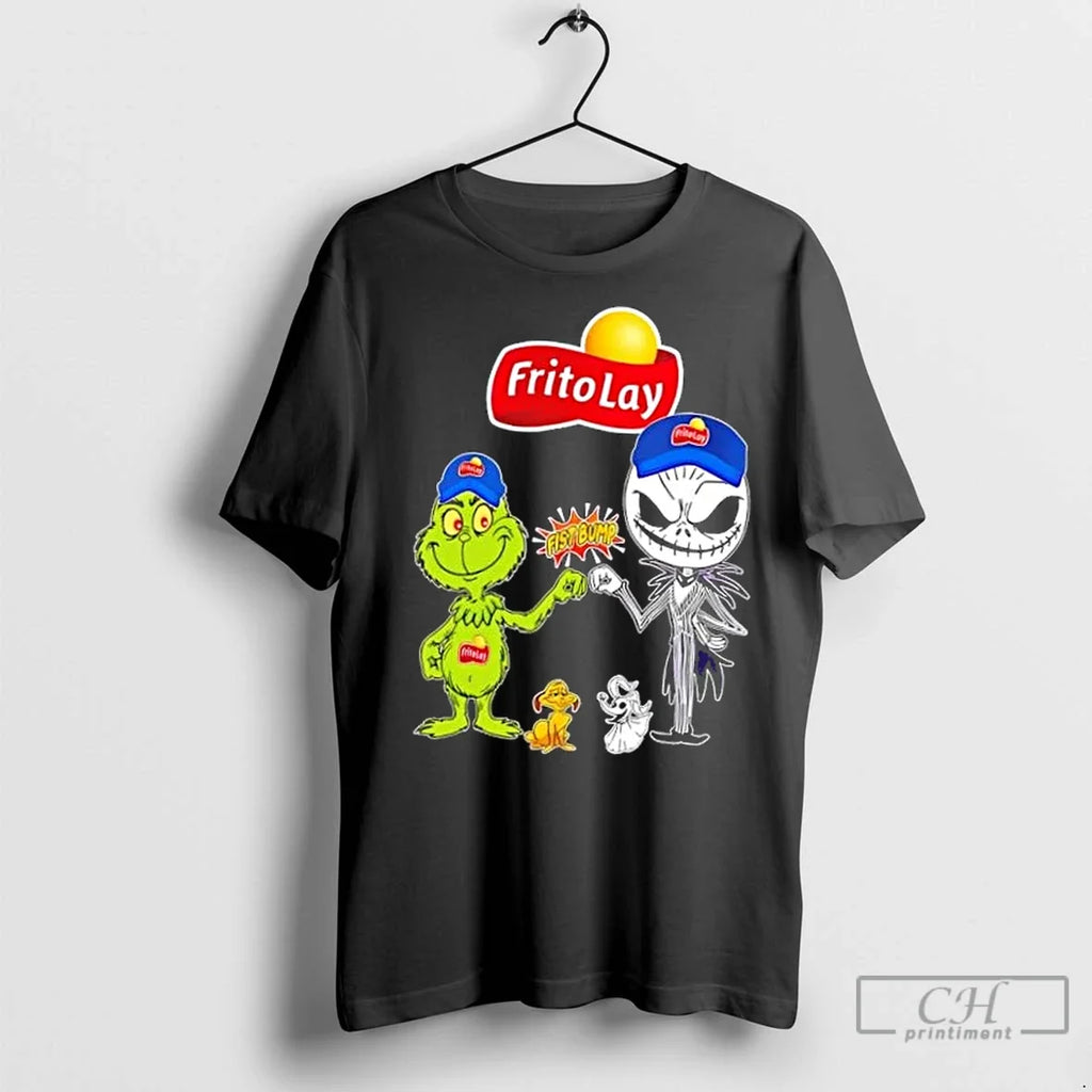 Premium Frito Lay X Grinch And Jack Skellington Fist - Adult & Kids T-Shirts, Sweatshirts & Hoodies apparel design preview 1