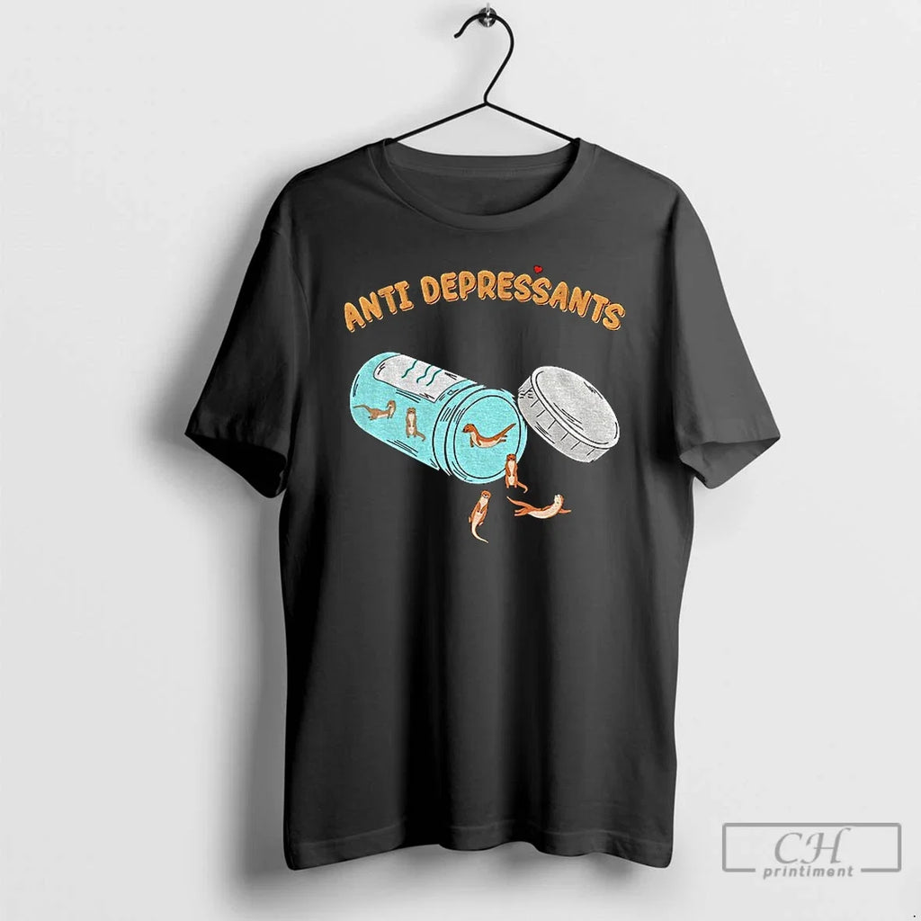 Premium Funny Otter Anti Depressants - Adult & Kids T-Shirts, Sweatshirts & Hoodies apparel design preview 1