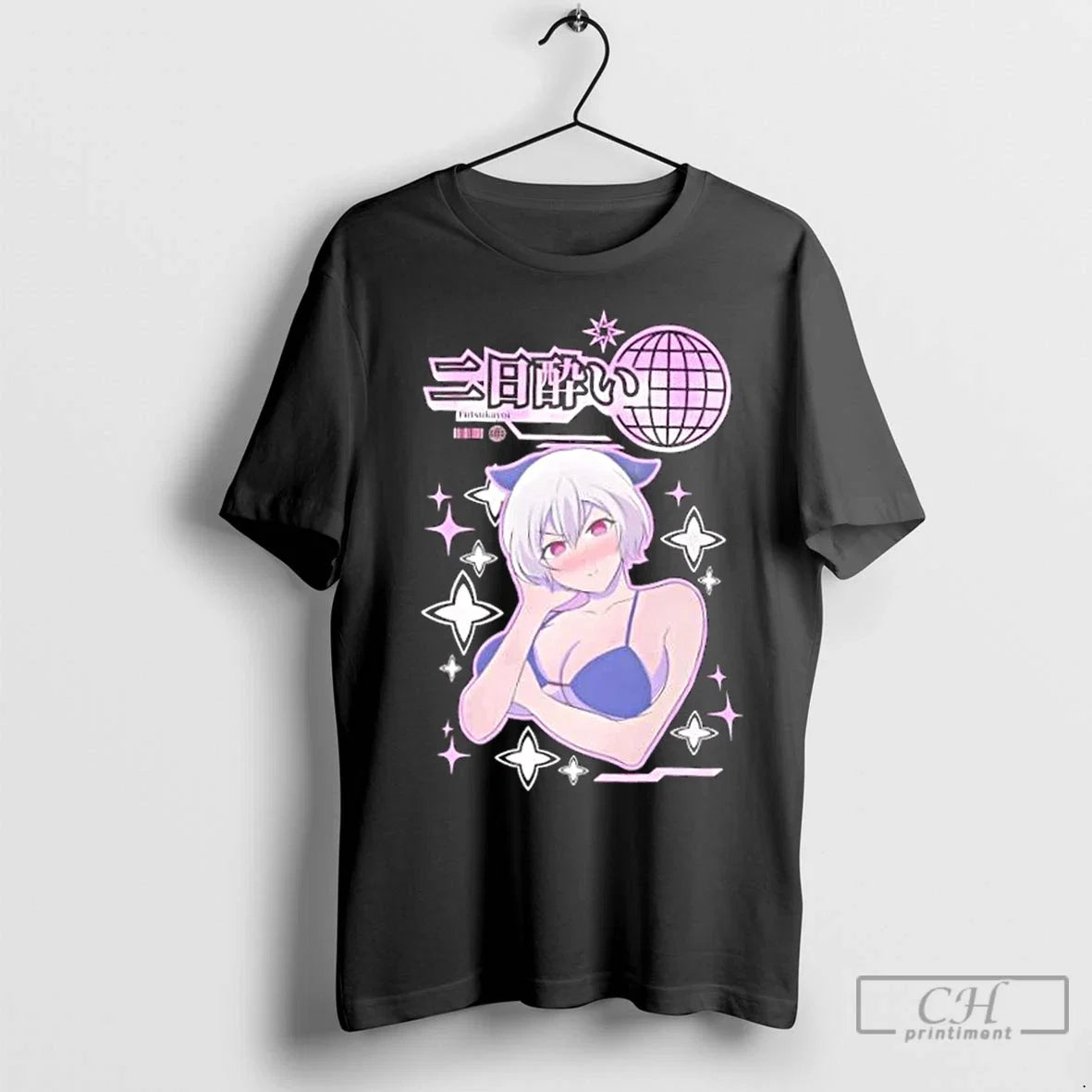 Premium Futsukayoi Anime Girl Aesthetic Vaporwave - Adult & Kids T-Shirts, Sweatshirts & Hoodies apparel design preview 1