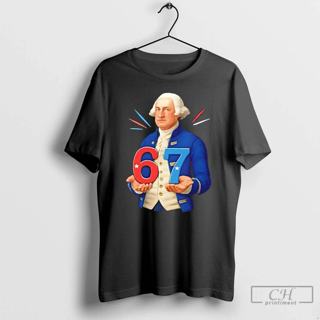 Premium George Washington Holding 67 Patriotic Design - Adult & Kids T-Shirts, Sweatshirts & Hoodies apparel design preview 1