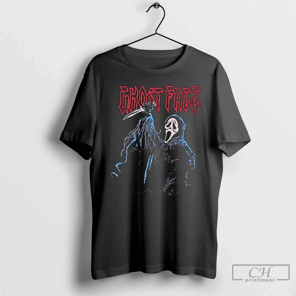 Premium Ghost Face Jumbo Print Metal Graphic - Adult & Kids T-Shirts, Sweatshirts & Hoodies apparel design preview 1