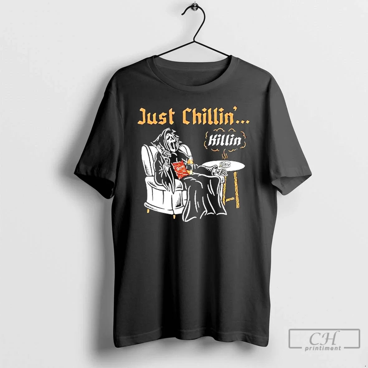 Premium Ghostface Just Chillin Killin Halloween - Adult & Kids T-Shirts, Sweatshirts & Hoodies apparel design preview 1