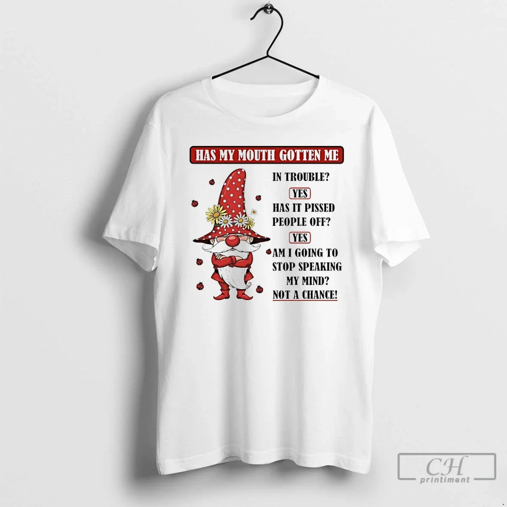 Premium Gnome Has My Mouth Gotten Me In Trouble Yes - Adult & Kids T-Shirts, Sweatshirts & Hoodies apparel design preview 1