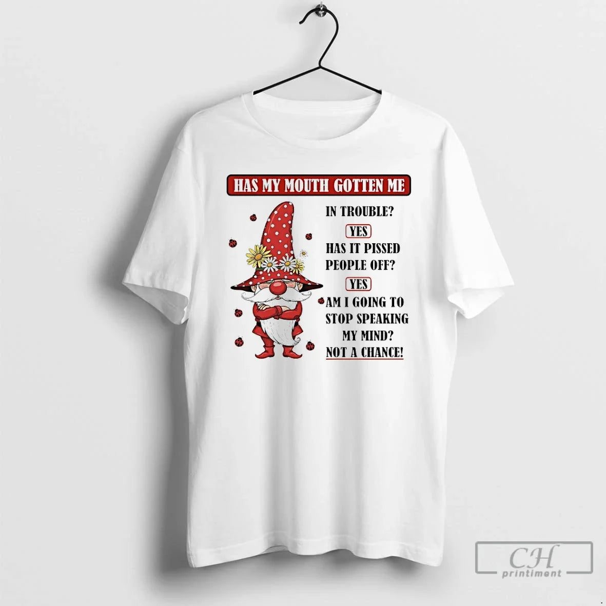 Premium Gnome Has My Mouth Gotten Me In Trouble Yes - Adult & Kids T-Shirts, Sweatshirts & Hoodies apparel design preview 1