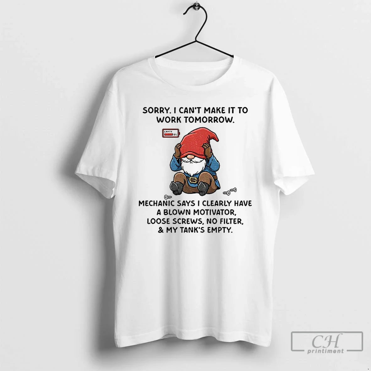Premium Gnome Sorry I Cant Make It To Work Tomorrow - Adult & Kids T-Shirts, Sweatshirts & Hoodies apparel design preview 1